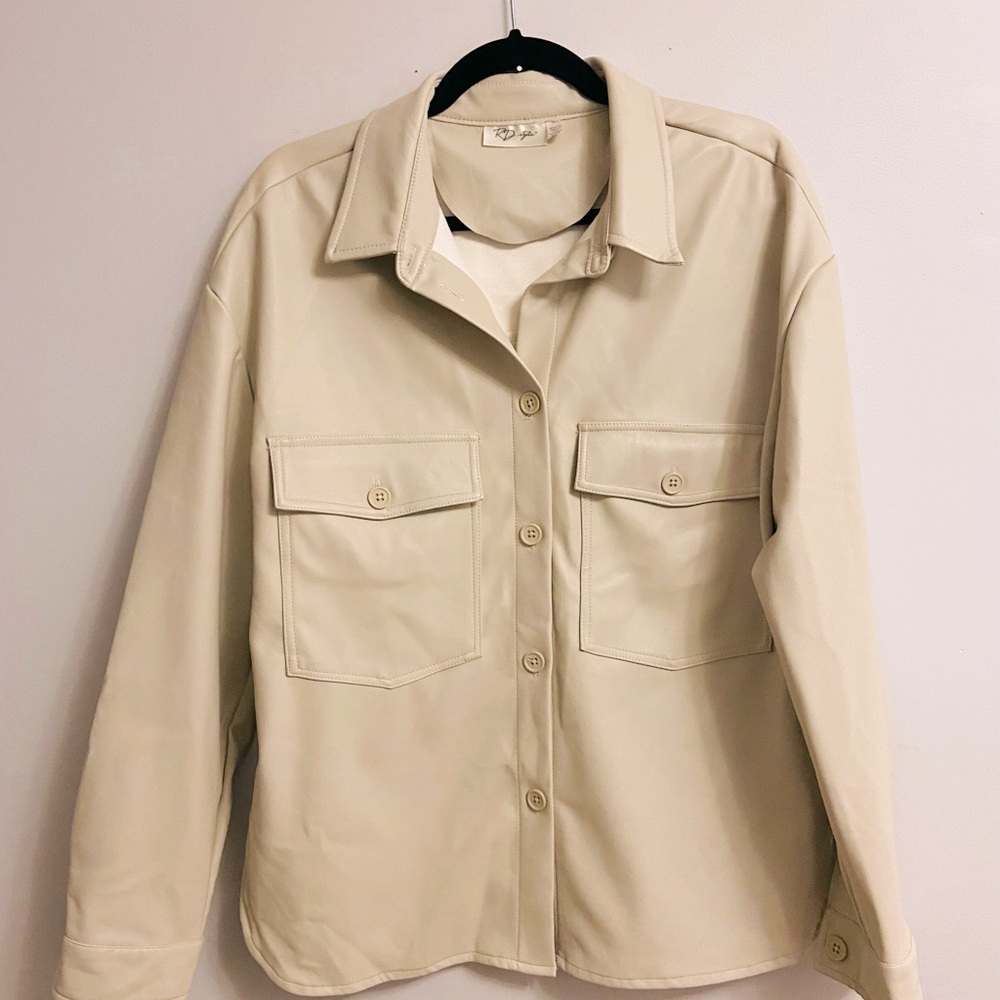 NWOT Faux leather oversized shirt